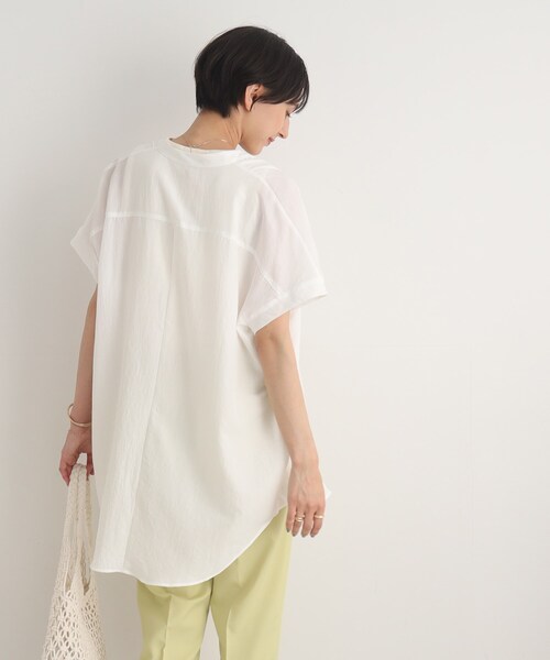 DRESKIP（ドレスキップ）の「◆胸元すっきり バンドカラー チュニックブラウス（シャツ/ブラウス・レディース・オフホワイト/ブラック/グリーン・02/03）」の8枚目の写真