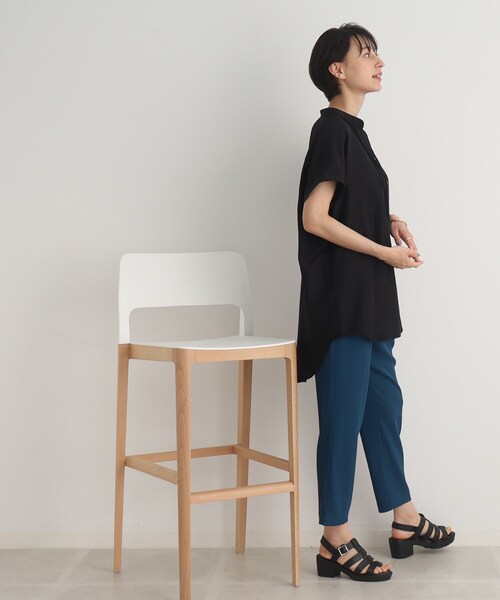DRESKIP（ドレスキップ）の「◆胸元すっきり バンドカラー チュニックブラウス（シャツ/ブラウス・レディース・オフホワイト/ブラック/グリーン・02/03）」の12枚目の写真