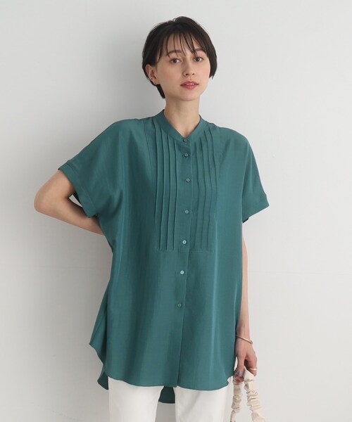 DRESKIP（ドレスキップ）の「◆胸元すっきり バンドカラー チュニックブラウス（シャツ/ブラウス・レディース・オフホワイト/ブラック/グリーン・02/03）」の19枚目の写真