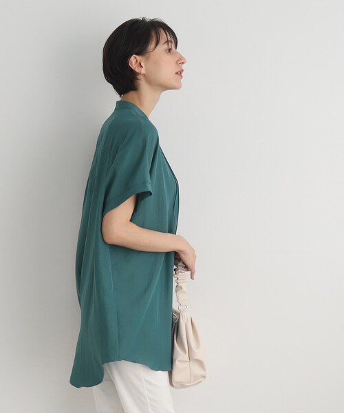 DRESKIP（ドレスキップ）の「◆胸元すっきり バンドカラー チュニックブラウス（シャツ/ブラウス・レディース・オフホワイト/ブラック/グリーン・02/03）」の20枚目の写真