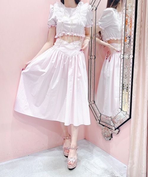 PAIN（ペイン）の「シャツフリルパフトップス（Tシャツ/カットソー・レディース・ピンク/ブラック/ホワイト・FREE）」の4枚目の写真