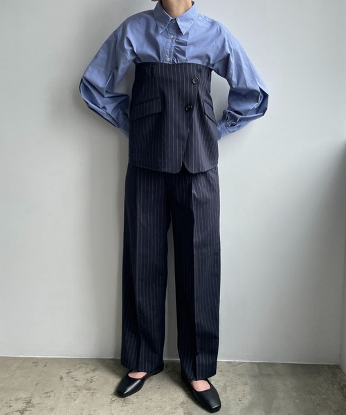 LOWRYS FARM（ローリーズファーム）の「３ＷＡＹセットワイドパンツ　965142（スラックス・レディース・ネイビー/グレー・FREE）」の6枚目の写真