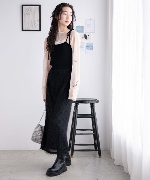 WEGO（ウィゴー）の「WEGO/フリンジロングスカート（スカート・レディース・ブラック/アイボリー・FREE）」の8枚目の写真