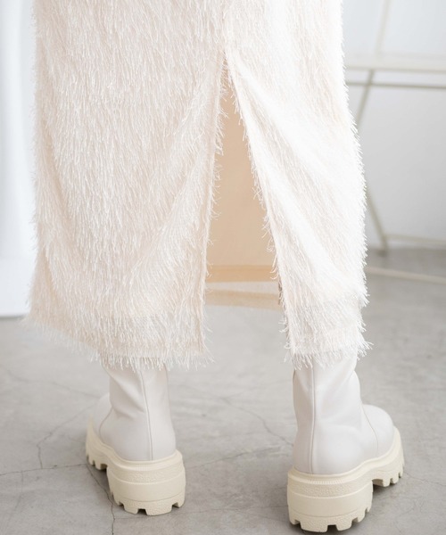 WEGO（ウィゴー）の「WEGO/フリンジロングスカート（スカート・レディース・ブラック/アイボリー・FREE）」の5枚目の写真