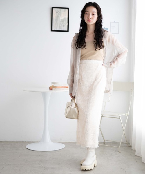 WEGO（ウィゴー）の「WEGO/フリンジロングスカート（スカート・レディース・ブラック/アイボリー・FREE）」の10枚目の写真