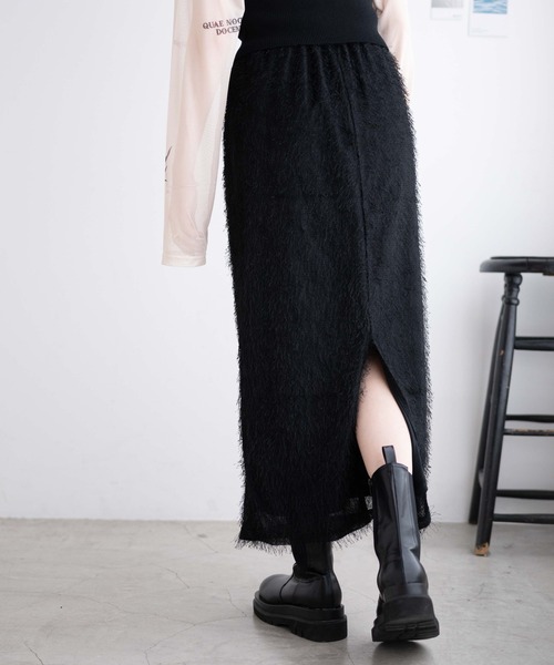 WEGO（ウィゴー）の「WEGO/フリンジロングスカート（スカート・レディース・ブラック/アイボリー・FREE）」の7枚目の写真