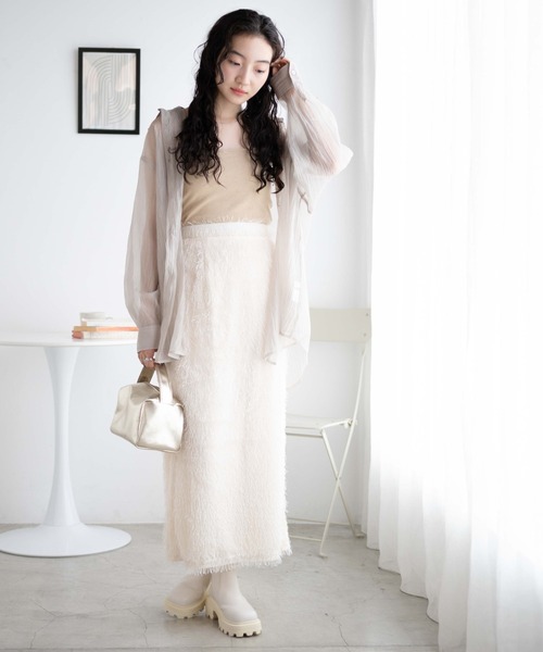 WEGO（ウィゴー）の「WEGO/フリンジロングスカート（スカート・レディース・ブラック/アイボリー・FREE）」の3枚目の写真