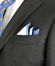 SHIPS | SD: 2カラーパイピング リネン ポケットチーフ(ハンカチ/ハンドタオル)