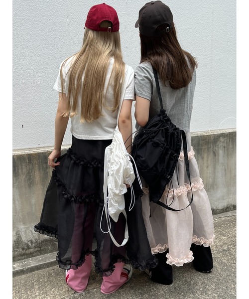 WC(ダブル シー)の「ボリュームシアーフリルスカート(スカート・レディース・ベージュ/ブラック・FREE)」の22枚目の写真