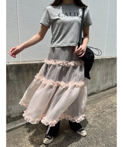 WC(ダブル シー)の「ボリュームシアーフリルスカート(スカート・レディース・ベージュ/ブラック・FREE)」の13枚目の写真