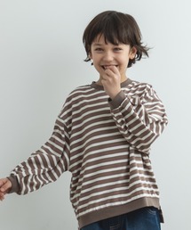 【ママとおそろい】ボーダー ボリューム袖 長袖 ベーシック Tシャツ