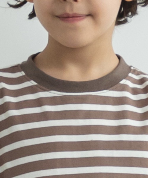 pairmanon（ペアマノン）の「【ママとおそろい】ボーダー ボリューム袖 長袖 ベーシック Tシャツ（Tシャツ/カットソー・キッズ・アイボリー/グレイッシュベージュ/モカ/ブラック・100/90/140/120/150/110/130）」の9枚目の写真