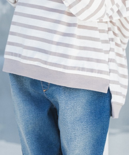 pairmanon（ペアマノン）の「【ママとおそろい】ボーダー ボリューム袖 長袖 ベーシック Tシャツ（Tシャツ/カットソー・キッズ・アイボリー/グレイッシュベージュ/モカ/ブラック・100/90/140/120/150/110/130）」の11枚目の写真