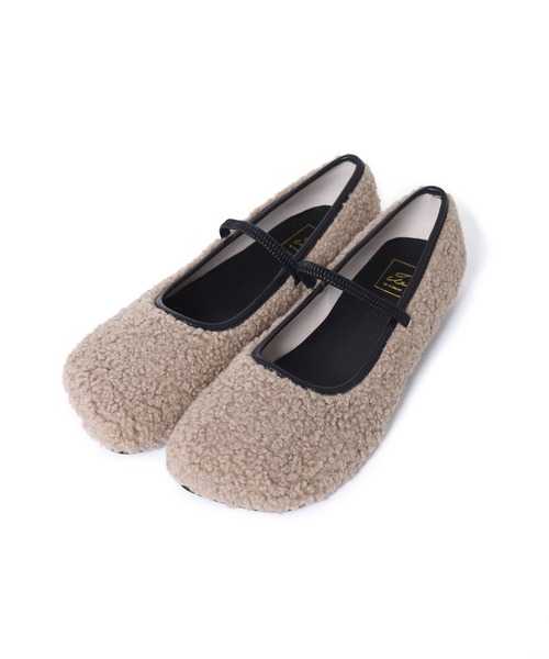 Alley by w closet（アリーバイダブルクローゼット）の「【Alley】ボアバレエシューズ（バレエシューズ・レディース・オフホワイト/ピンク/モカ・L/M）」の2枚目の写真