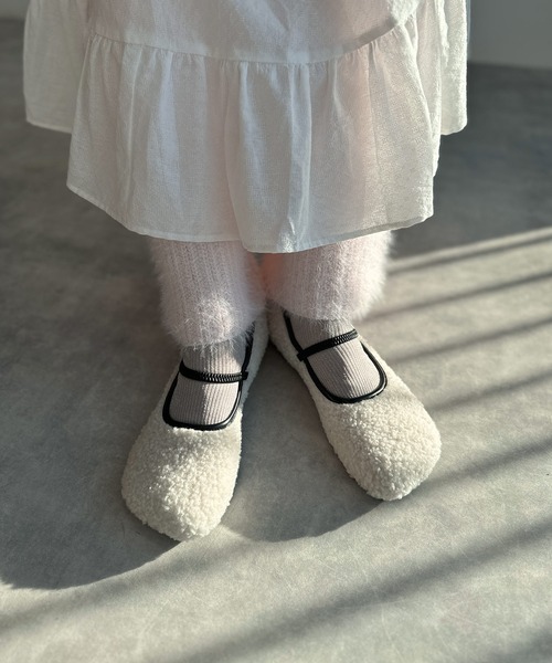 Alley by w closet（アリーバイダブルクローゼット）の「【Alley】ボアバレエシューズ（バレエシューズ・レディース・オフホワイト/ピンク/モカ・L/M）」の11枚目の写真