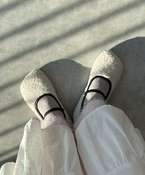 Alley by w closet（アリーバイダブルクローゼット）の「【Alley】ボアバレエシューズ（バレエシューズ・レディース・オフホワイト/ピンク/モカ・L/M）」の12枚目の写真