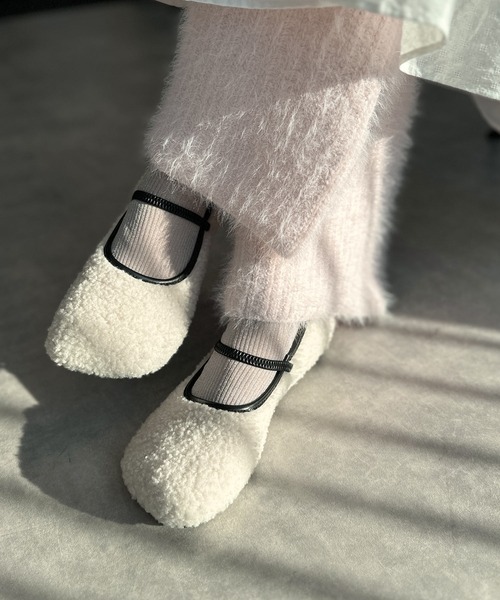 Alley by w closet（アリーバイダブルクローゼット）の「【Alley】ボアバレエシューズ（バレエシューズ・レディース・オフホワイト/ピンク/モカ・L/M）」の13枚目の写真