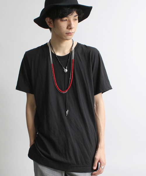 WEGO（ウィゴー）の「WEGO/サイドスリットロングTシャツ（Tシャツ/カットソー・メンズ・杢グレー/ブラック/ホワイト・MEDIUM/LARGE）」の2枚目の写真