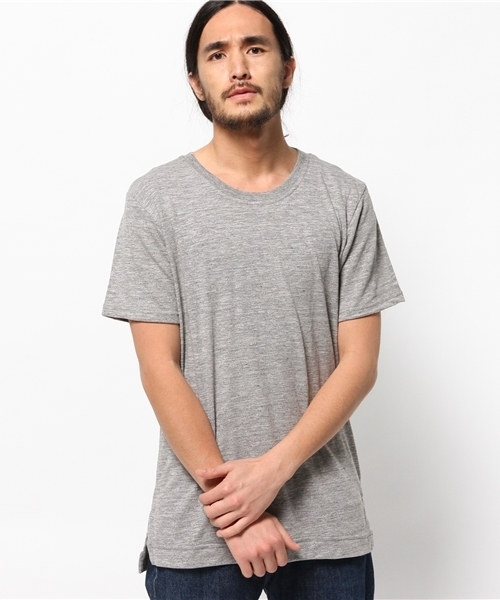 WEGO（ウィゴー）の「WEGO/サイドスリットロングTシャツ（Tシャツ/カットソー・メンズ・杢グレー/ブラック/ホワイト・MEDIUM/LARGE）」の3枚目の写真