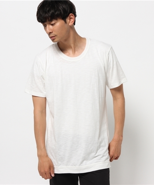 WEGO（ウィゴー）の「WEGO/サイドスリットロングTシャツ（Tシャツ/カットソー・メンズ・杢グレー/ブラック/ホワイト・MEDIUM/LARGE）」の12枚目の写真