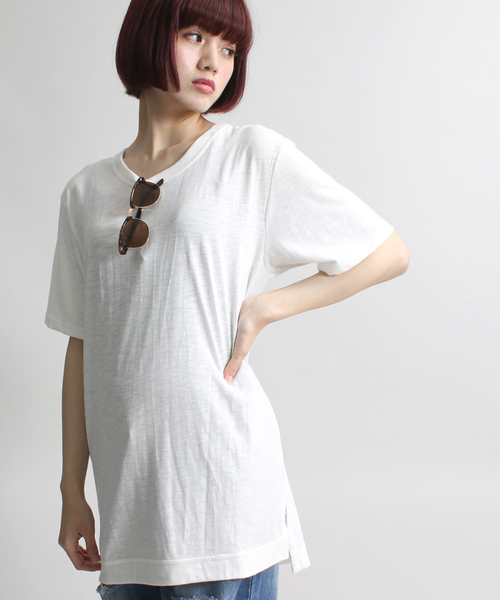 WEGO（ウィゴー）の「WEGO/サイドスリットロングTシャツ（Tシャツ/カットソー・メンズ・杢グレー/ブラック/ホワイト・MEDIUM/LARGE）」の11枚目の写真