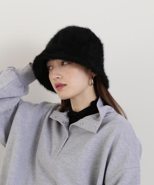 N.（N. Natural Beauty Basic）（エヌエヌナチュラルビューティーベーシック）の「◆シャギーベルハット（ハット・レディース・ホワイト/ブラック・ﾌﾘ-）」の12枚目の写真