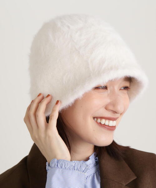 N.（N. Natural Beauty Basic）（エヌエヌナチュラルビューティーベーシック）の「◆シャギーベルハット（ハット・レディース・ホワイト/ブラック・ﾌﾘ-）」の17枚目の写真