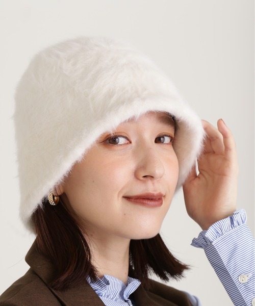 N.（N. Natural Beauty Basic）（エヌエヌナチュラルビューティーベーシック）の「◆シャギーベルハット（ハット・レディース・ホワイト/ブラック・ﾌﾘ-）」の6枚目の写真
