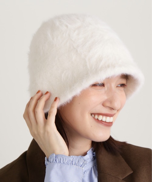 N.（N. Natural Beauty Basic）（エヌエヌナチュラルビューティーベーシック）の「◆シャギーベルハット（ハット・レディース・ホワイト/ブラック・ﾌﾘ-）」の7枚目の写真