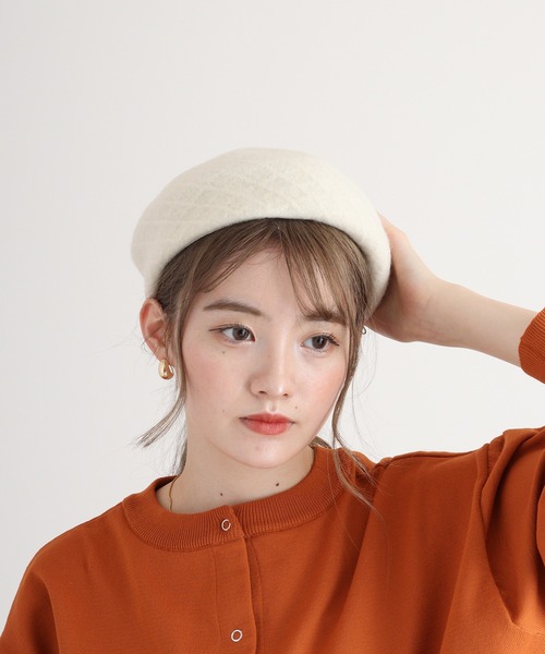 セール】PAGE ONE 編み立て柄入りベレー（ハンチング/ベレー帽