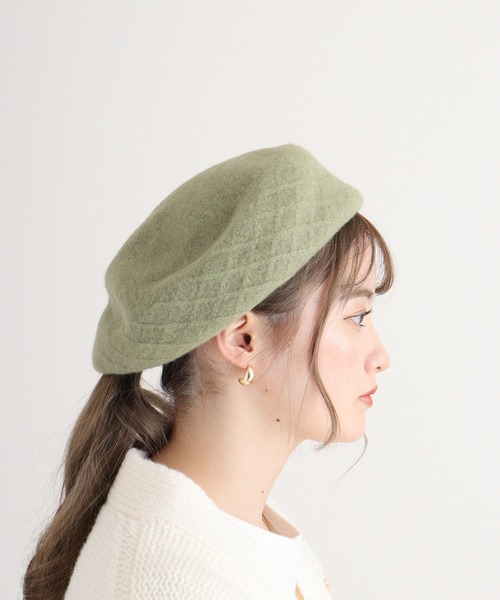 FUNALIVE（ファンアライブ）の「PAGE ONE 編み立て柄入りベレー（ハンチング/ベレー帽・レディース・カーキ/モカ/アイボリー/ブラック/グレー/カーキ系/ブルー系/杢グレー・FREE）」の12枚目の写真