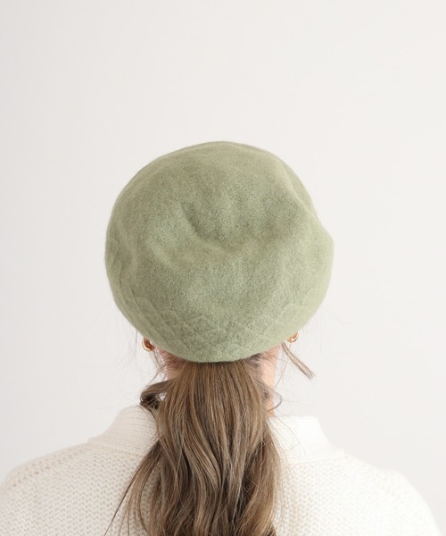 FUNALIVE（ファンアライブ）の「PAGE ONE 編み立て柄入りベレー（ハンチング/ベレー帽・レディース・カーキ/モカ/アイボリー/ブラック/グレー/カーキ系/ブルー系/杢グレー・FREE）」の11枚目の写真