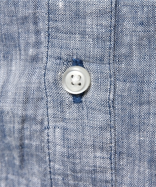 WHO'S WHO gallery（フーズフーギャラリー）の「【GIGGER】リネンバンドカラー7分袖（シャツ/ブラウス・メンズ・ホワイト/ダークブルー/サックスブルー/ブルー・LARGE/MEDIUM）」の6枚目の写真