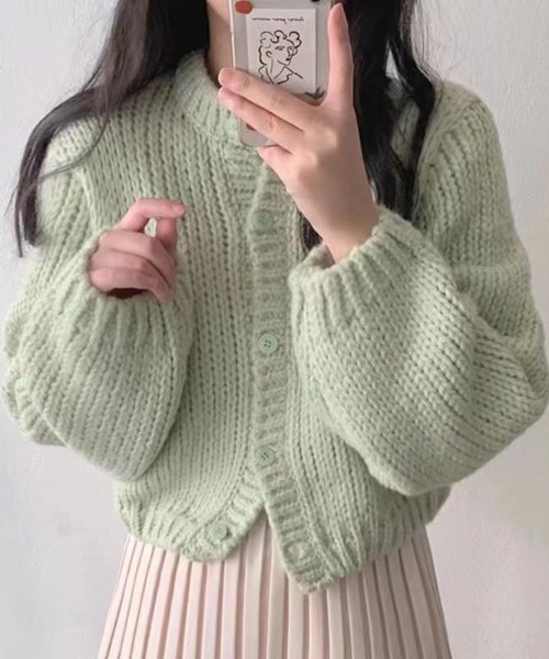 Ada.(エイダ)の「袖ぽわん パステルカラー ショート カーディガン(カーディガン/ボレロ・レディース・パープル/ライトグリーン/ピンク/ブラック/ライトブルー・FREE)」の3枚目の写真