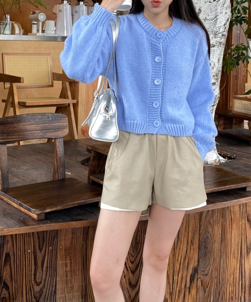 Ada.(エイダ)の「袖ぽわん パステルカラー ショート カーディガン(カーディガン/ボレロ・レディース・パープル/ライトグリーン/ピンク/ブラック/ライトブルー・FREE)」の2枚目の写真