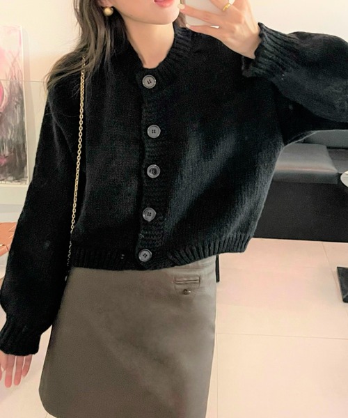 Ada.(エイダ)の「袖ぽわん パステルカラー ショート カーディガン(カーディガン/ボレロ・レディース・パープル/ライトグリーン/ピンク/ブラック/ライトブルー・FREE)」の1枚目の写真