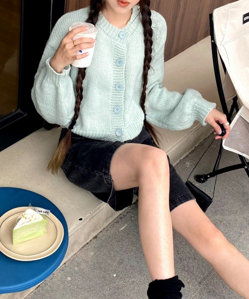 Ada.(エイダ)の「袖ぽわん パステルカラー ショート カーディガン(カーディガン/ボレロ・レディース・パープル/ライトグリーン/ピンク/ブラック/ライトブルー・FREE)」の10枚目の写真