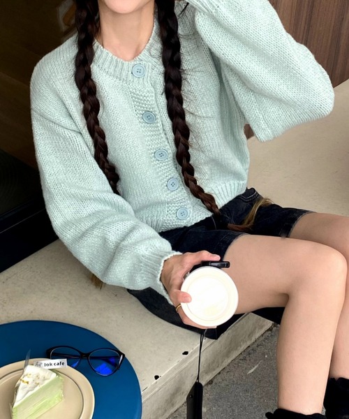 Ada.(エイダ)の「袖ぽわん パステルカラー ショート カーディガン(カーディガン/ボレロ・レディース・パープル/ライトグリーン/ピンク/ブラック/ライトブルー・FREE)」の9枚目の写真