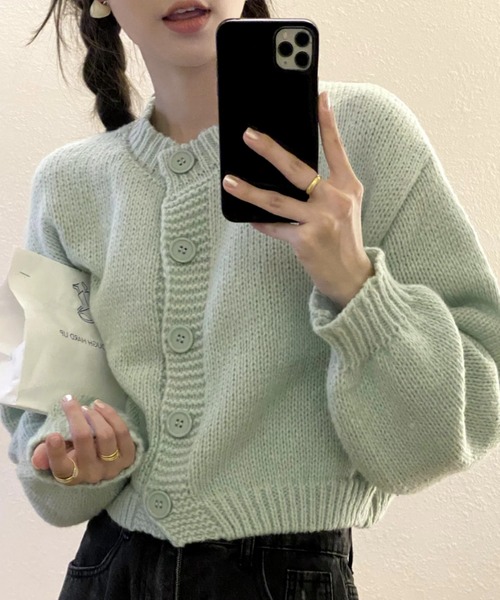 Ada.(エイダ)の「袖ぽわん パステルカラー ショート カーディガン(カーディガン/ボレロ・レディース・パープル/ライトグリーン/ピンク/ブラック/ライトブルー・FREE)」の7枚目の写真