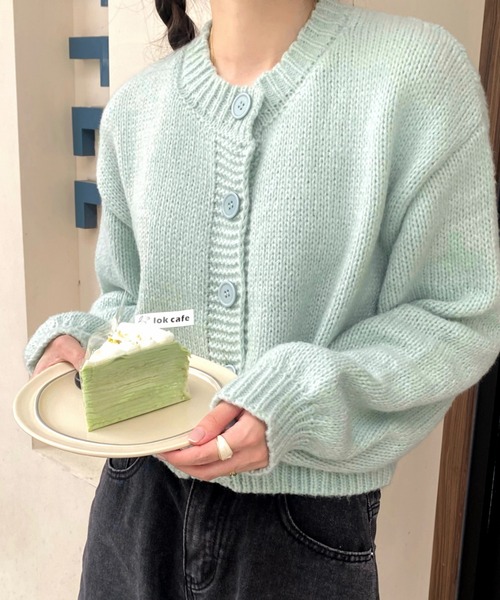 Ada.(エイダ)の「袖ぽわん パステルカラー ショート カーディガン(カーディガン/ボレロ・レディース・パープル/ライトグリーン/ピンク/ブラック/ライトブルー・FREE)」の6枚目の写真