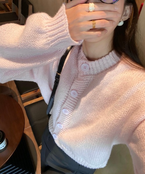 Ada.(エイダ)の「袖ぽわん パステルカラー ショート カーディガン(カーディガン/ボレロ・レディース・パープル/ライトグリーン/ピンク/ブラック/ライトブルー・FREE)」の16枚目の写真