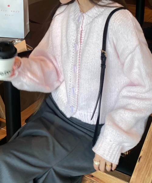 Ada.(エイダ)の「袖ぽわん パステルカラー ショート カーディガン(カーディガン/ボレロ・レディース・パープル/ライトグリーン/ピンク/ブラック/ライトブルー・FREE)」の14枚目の写真