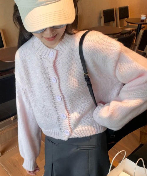 Ada.(エイダ)の「袖ぽわん パステルカラー ショート カーディガン(カーディガン/ボレロ・レディース・パープル/ライトグリーン/ピンク/ブラック/ライトブルー・FREE)」の15枚目の写真