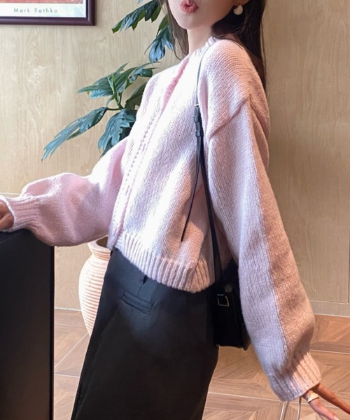 Ada.(エイダ)の「袖ぽわん パステルカラー ショート カーディガン(カーディガン/ボレロ・レディース・パープル/ライトグリーン/ピンク/ブラック/ライトブルー・FREE)」の18枚目の写真