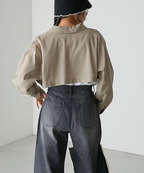 forksy.(フォルクシー)の「【forksy.】2wayオーバーサイズチェックシャツ(シャツ/ブラウス・レディース・ベージュ/モカ/カーキ・FREE)」の7枚目の写真