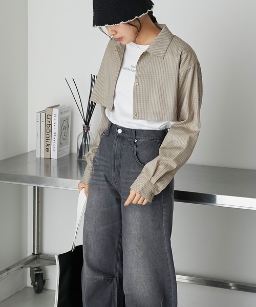forksy.(フォルクシー)の「【forksy.】2wayオーバーサイズチェックシャツ(シャツ/ブラウス・レディース・ベージュ/モカ/カーキ・FREE)」の11枚目の写真