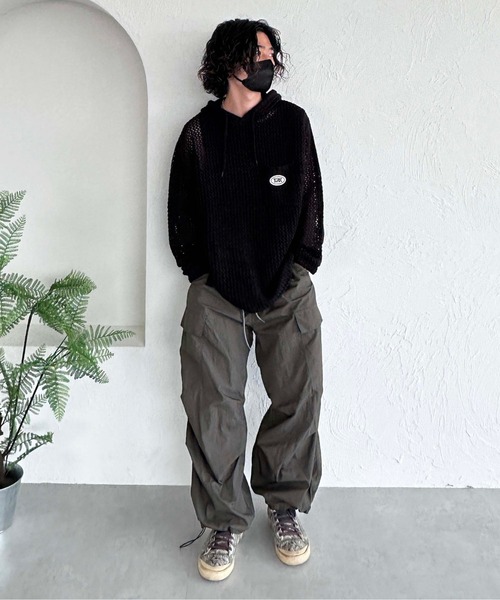 sedacle（セダクル）の「フード付き　ポケットメッシュニット（ニット/セーター・メンズ・ブラック/ネイビー/ブラウン/アイボリー・MEDIUM/LARGE）」の19枚目の写真