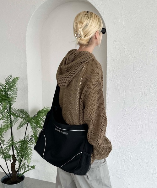 sedacle（セダクル）の「フード付き　ポケットメッシュニット（ニット/セーター・メンズ・ブラック/ネイビー/ブラウン/アイボリー・MEDIUM/LARGE）」の22枚目の写真
