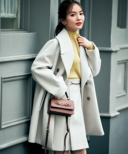 12Twelve Agenda（トゥエルブ　アジェンダ）の「ストレッチウールPコート【セットアップ着用可能】（ピーコート・レディース・アイボリー/ネイビー・M）」の13枚目の写真