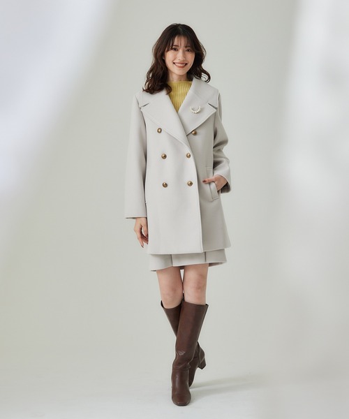 12Twelve Agenda（トゥエルブ　アジェンダ）の「ストレッチウールPコート【セットアップ着用可能】（ピーコート・レディース・アイボリー/ネイビー・M）」の10枚目の写真